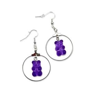 Purple Gummy Bear Hoop Earrings